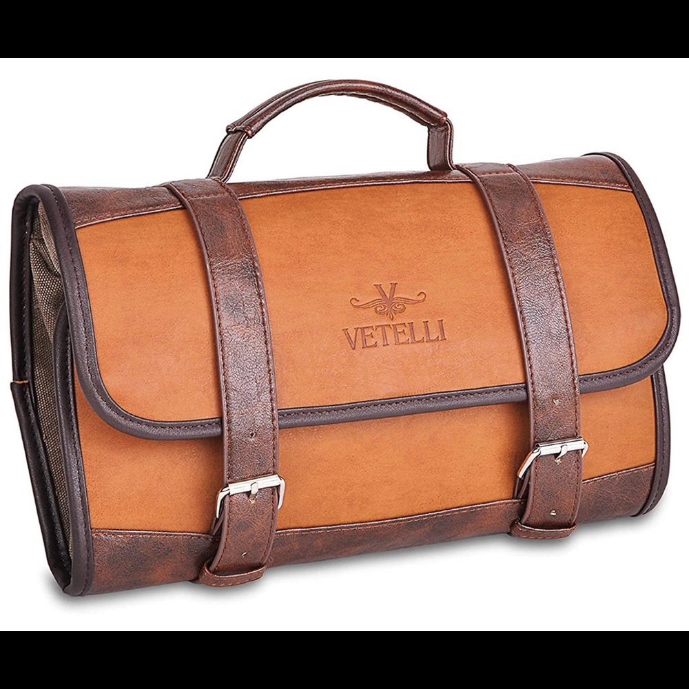 Vetelli Hanging Leather Toiletry Bag.